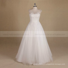 Dainty Scoop Neck Special Bling Beads A-line Wedding Dress